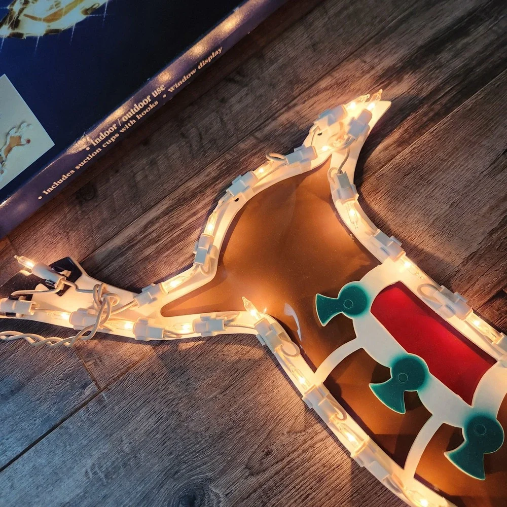 Holiday Time Lighted Reindeer Window Decoration‎ 20.5 Inch Indoor Outdoor Brown